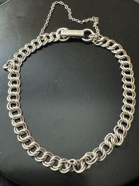 Sterling Silver Double Link Bracelet 7” Lightweight Rolo Style Layering Piece